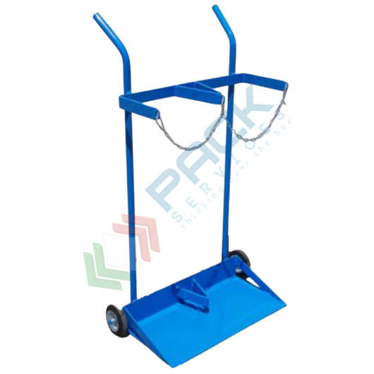 [CABO2V] Carrello porta bombole gas in acciaio verniciato, ideale per la movimentazione di 2 bombole, Mis. 740 L x 400 P x 1150 H mm, colore blu RAL 5015