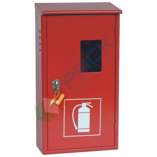 [CEST-2A] Cassetta porta estintore da 2 Kg CO², con vetro di ispezione, Mis. 330 L x 150 P x 620 H mm, chiusura sigillabile o luchettabile in zama, colore rosso RAL 3000
