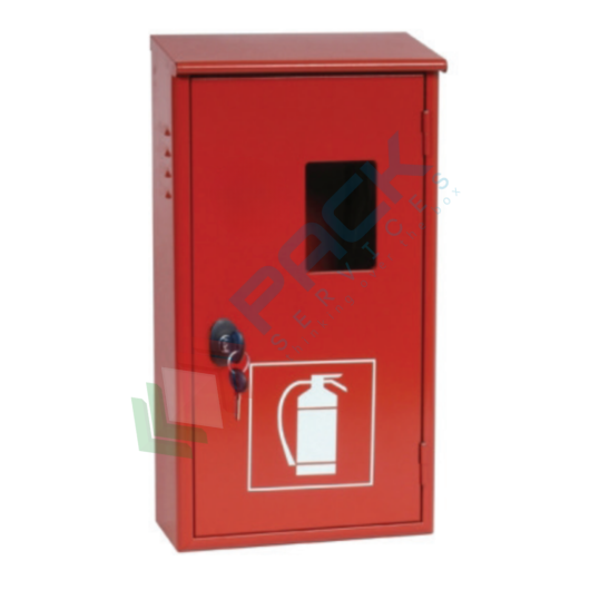 [CEST-2B] Cassetta porta estintore da 2 Kg CO² con vetro di ispezione, Mis. 330 L x 150 P x 620 H mm, con serratura, colore rosso RAL 3000