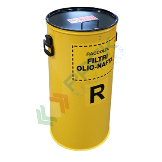 [CFC100] Contenitore raccolta filtri olio esausto, in acciaio verniciato, capacità 100 Lt, Mis. Ø 400 x 840 H mm, colore giallo