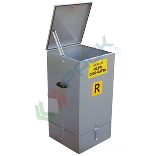 [CFC250] Contenitore raccolta filtri olio esausto, in acciaio zincato, capacità 250 Lt, Mis. 500 L x 500 P x 1000 H mm, colore zincato