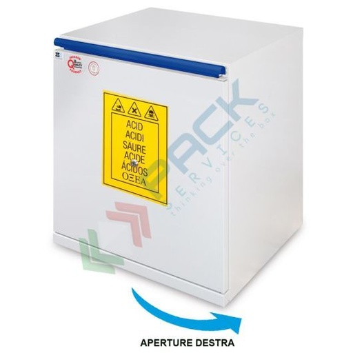 [CHI-AC496D] Armadio di sicurezza per lo stoccaggio combinato di prodotti chimici e acidi, Mis. 495 L x 520 P x 620 H mm, apertura a destra