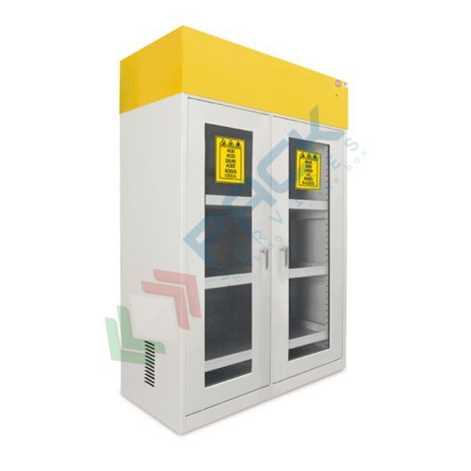 [CHI-AS12S] Armadio di sicurezza per prodotti chimici, Mis. 1200 L x 600 P x 1900 H mm, aspiratore e filtro incluso, 2 ante a vetro
