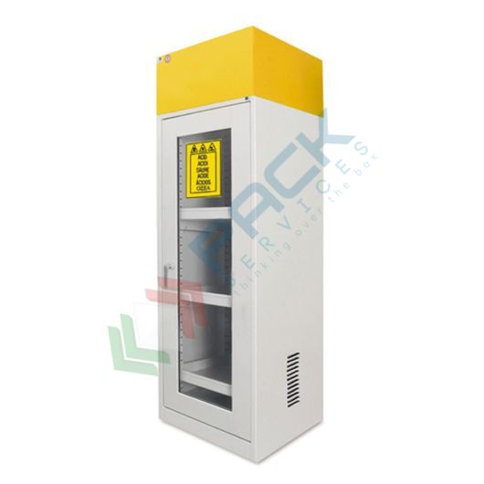 [CHI-AS61D] Armadio di sicurezza per prodotti chimici, Mis. 600 L x 600 P x 1900 H mm, aspiratore e filtro incluso, 1 anta a vetro, apertura a destra