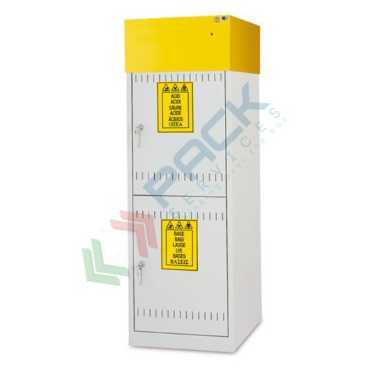 [CHI-AS62C] Armadio di sicurezza per prodotti chimici, Mis. 600 L x 600 P x 1900 H mm, aspiratore e filtro incluso, 2 ante cieche