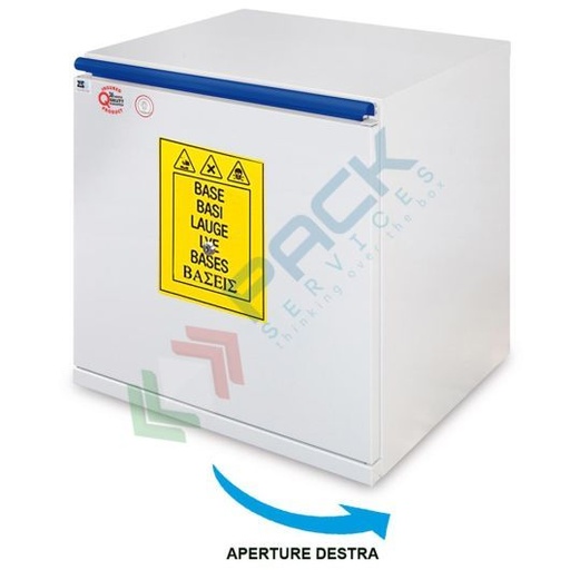 [CHI-BS597D] Armadio di sicurezza per lo stoccaggio combinato di prodotti chimici e basi, Mis. 595 L x 520 P x 720 H mm, apertura a destra