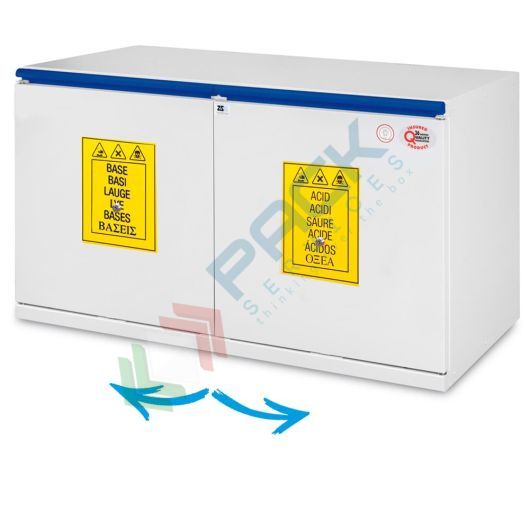 [CHI-CM106P] Armadio di sicurezza per lo stoccaggio combinato di prodotti chimici, acidi e basi, Mis. 1090 L x 520 P x 620 H mm, apertura a 2 porte