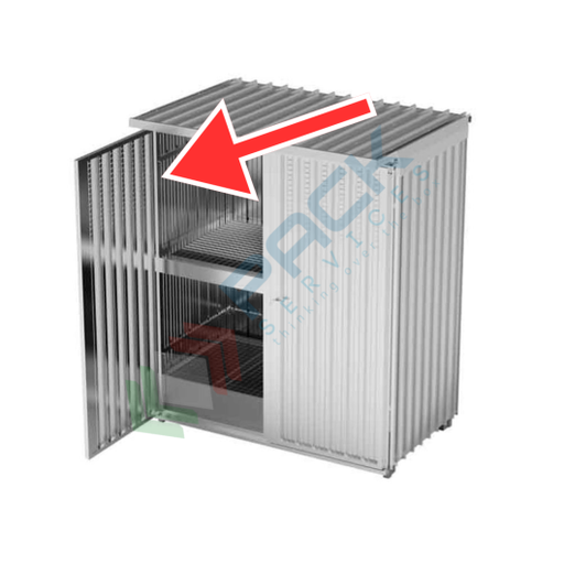 [CNT-BAT] Porta a battente per copertura frontale container 2-4 IBC, Mis. 2670 L x 3000 H mm
