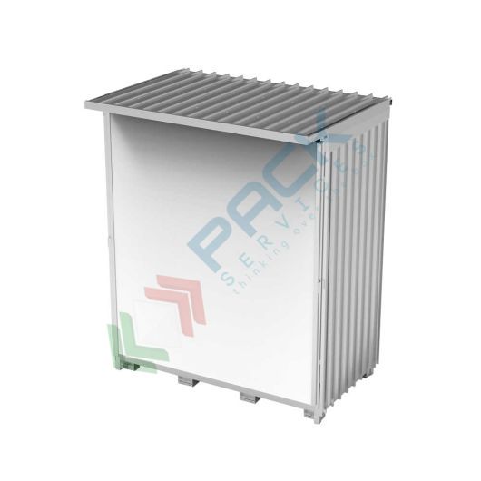 Container modulare con telo per lo stoccaggio esterno con vasca di contenimento 1350 Lt, stoccaggio 4 IBC / 12 fusti / 4 posti pallet