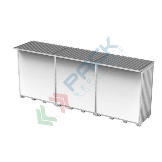 [CNT-TL12] Container modulare con telo per lo stoccaggio esterno con vasca di contenimento 4050 Lt, stoccaggio 12 IBC / 36 fusti / 12 posti pallet