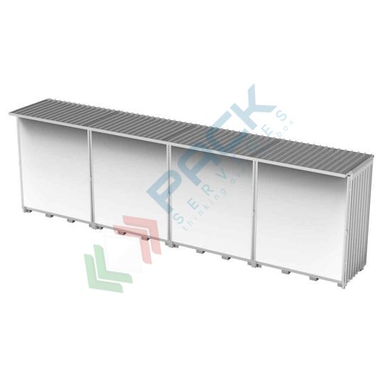 [CNT-TL16] Container modulare con telo per lo stoccaggio esterno con vasca di contenimento 5400 Lt, stoccaggio 16 IBC / 48 fusti / 16 posti pallet