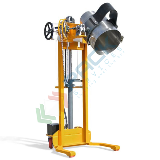 [CRLFS018] Carrello ribaltatore manuale completo di girafusti frontale, in acciaio verniciato, Mis. 1270 L x 1150 P x 2000 H mm, ideale per fusti in plastica e metallo