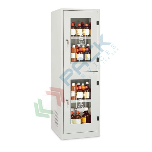 [CSB-062V2] Armadio di sicurezza per lo stoccaggio di prodotti chimici non infiammabili, Mis. 600 L x 600 P x 1950 H mm, 2 porte in vetro e 2 scomparti