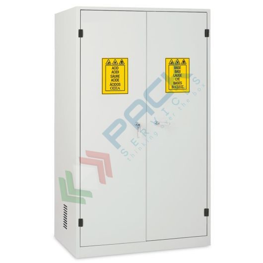 [CSB-122P1] Armadio di sicurezza per lo stoccaggio di prodotti chimici non infiammabili, Mis. 1200 L x 600 P x 1950 H mm, 2 porte cieche e 1 scomparto