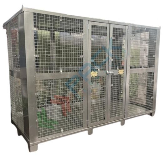 [DBG-78Z] Deposito bombole gas in acciaio zincato, ideale per lo stoccaggio di 78 bombole, Mis. 3200 L x 1500 P x 2100 H mm, con basamento