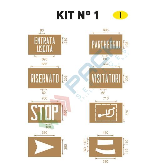 [DIM-K1] Dime per segnaletica di sicurezza orizzontale, in cartone rinforzato, Kit N. 1