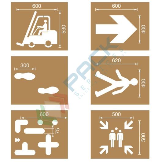 [DIM-KI] Dime per segnaletica di sicurezza orizzontale, in cartone rinforzato, Kit INDUSTRIA