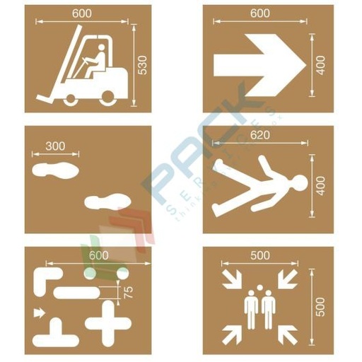 [DIM-KI] Dime per segnaletica di sicurezza orizzontale, in cartone rinforzato, Kit INDUSTRIA