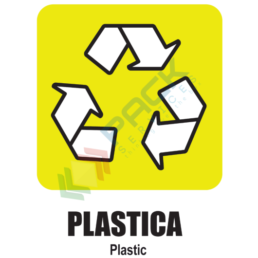 [ECO-ADV/PLS] Adesivo per bidoni raccolta differenziata PLASTICA