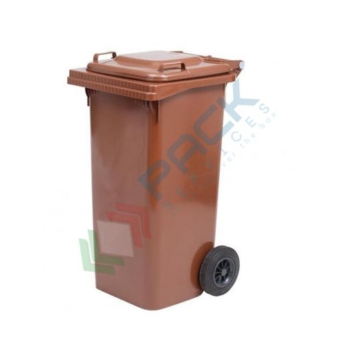 [ECO080BRU] Bidone spazzatura per la raccolta differenziata rifiuti, capacità 80 Lt, certificato UNI EN 840, per uso esterno, colore marrone