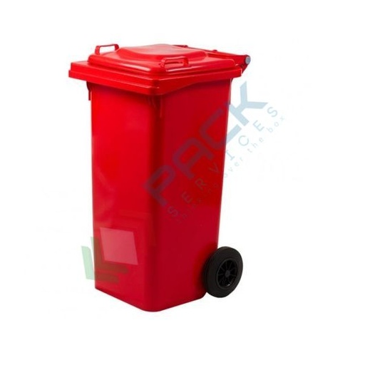 [ECO080ROS] Bidone spazzatura per la raccolta differenziata rifiuti, capacità 80 Lt, certificato UNI EN 840, per uso esterno, colore rosso