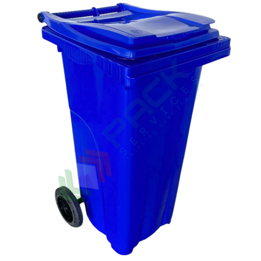 [ECO120BLU] Bidone spazzatura per la raccolta differenziata rifiuti, capacità 120 Lt, certificato UNI EN 840, per uso esterno, colore blu