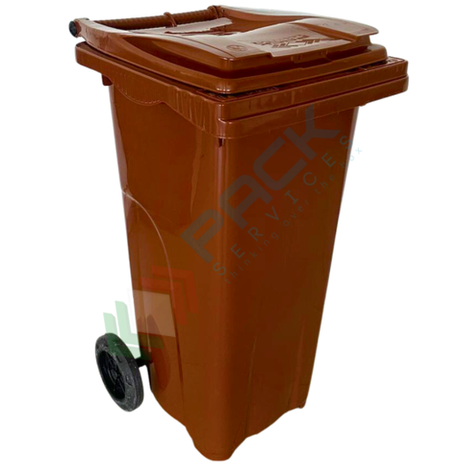 [ECO120BRU] Bidone spazzatura per la raccolta differenziata rifiuti, capacità 120 Lt, certificato UNI EN 840, per uso esterno, colore marrone