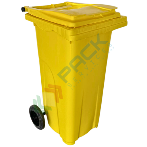 [ECO120GIA] Bidone spazzatura per la raccolta differenziata rifiuti, capacità 120 Lt, certificato UNI EN 840, per uso esterno, colore giallo