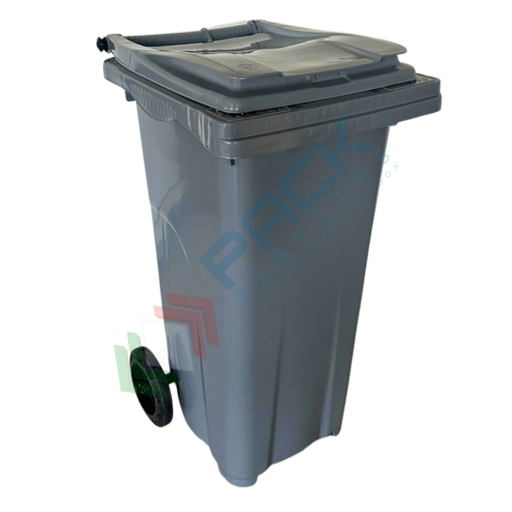 [ECO120GRI] Bidone spazzatura per la raccolta differenziata rifiuti, capacità 120 Lt, certificato UNI EN 840, per uso esterno, colore grigio