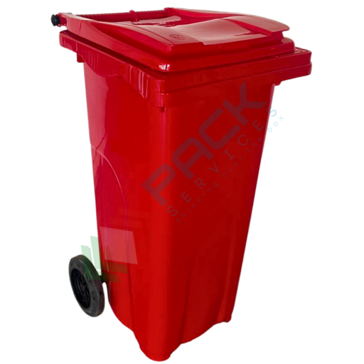 [ECO120ROS] Bidone spazzatura per la raccolta differenziata rifiuti, capacità 120 Lt, certificato UNI EN 840, per uso esterno, colore rosso