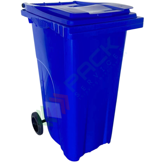 [ECO240BLU] Bidone spazzatura per la raccolta differenziata rifiuti, capacità 240 Lt, certificato UNI EN 840, per uso esterno, colore blu