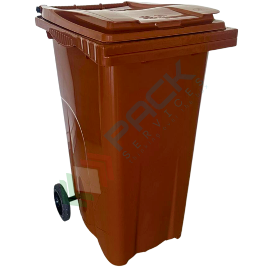 [ECO240BRU] Bidone spazzatura per la raccolta differenziata rifiuti, capacità 240 Lt, certificato UNI EN 840, per uso esterno, colore marrone