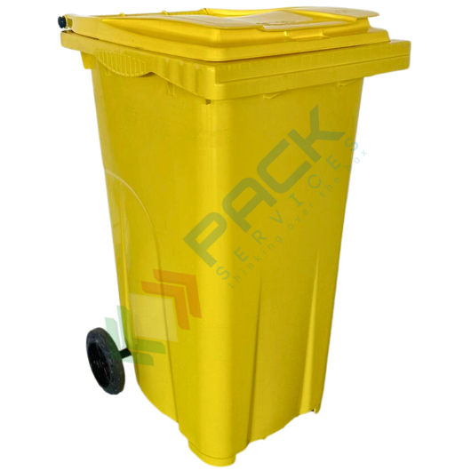 [ECO240GIA] Bidone spazzatura per la raccolta differenziata rifiuti, capacità 240 Lt, certificato UNI EN 840, per uso esterno, colore giallo