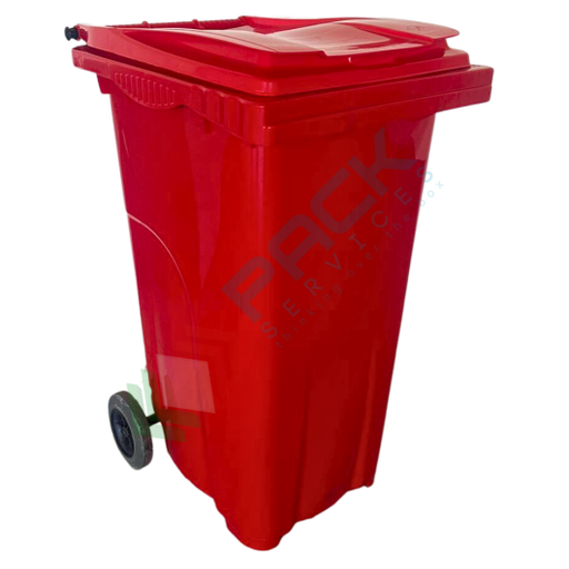 [ECO240ROS] Bidone spazzatura per la raccolta differenziata rifiuti, capacità 240 Lt, certificato UNI EN 840, per uso esterno, colore rosso