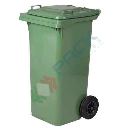 [ECO240VEC] Bidone spazzatura per la raccolta differenziata rifiuti, capacità 240 Lt, certificato UNI EN 840, per uso esterno, colore verde