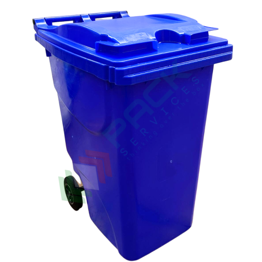[ECO360BLU] Bidone spazzatura per la raccolta differenziata rifiuti, capacità 360 Lt, certificato UNI EN 840, per uso esterno, colore blu