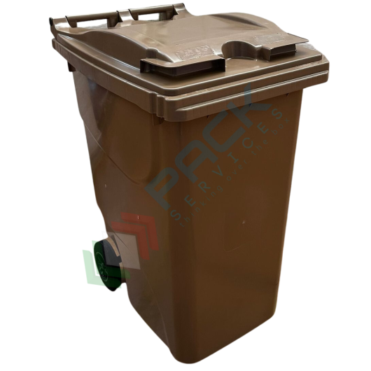 [ECO360BRU] Bidone spazzatura per la raccolta differenziata rifiuti, capacità 360 Lt, certificato UNI EN 840, per uso esterno, colore marrone