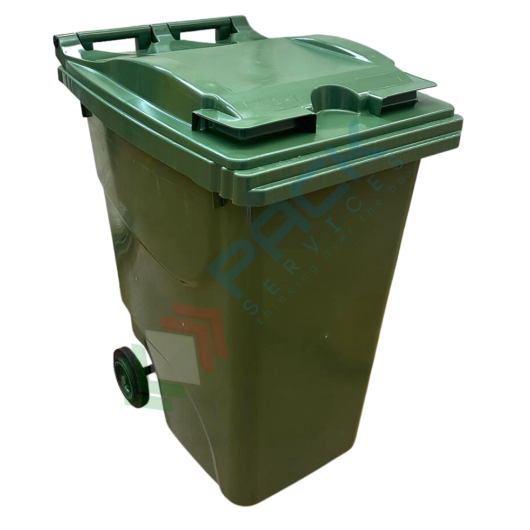 [ECO360VES] Bidone spazzatura per la raccolta differenziata rifiuti, capacità 360 Lt, certificato UNI EN 840, per uso esterno, colore verde