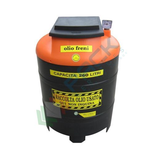 [ECOIL0260AR-1] Contenitore per la raccolta di olio esausto, in plastica (PE), capacità 260 Lt, ideale per olio freni usato