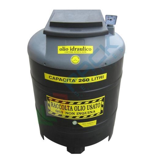 [ECOIL0260GR-1] Contenitore per la raccolta di olio esausto, in plastica (PE), capacità 260 Lt, ideale per olio idraulico usato