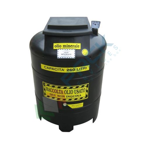 [ECOIL0260N-1] Contenitore per la raccolta di olio esausto, in plastica (PE), capacità 260 Lt, ideale per olio minerale usato