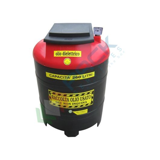 [ECOIL0260R-1] Contenitore per la raccolta di olio esausto, in plastica (PE), capacità 260 Lt, ideale per olio dielettrico usato