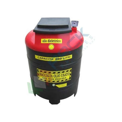 [ECOIL0260R-1] Contenitore per la raccolta di olio esausto, in plastica (PE), capacità 260 Lt, ideale per olio dielettrico usato