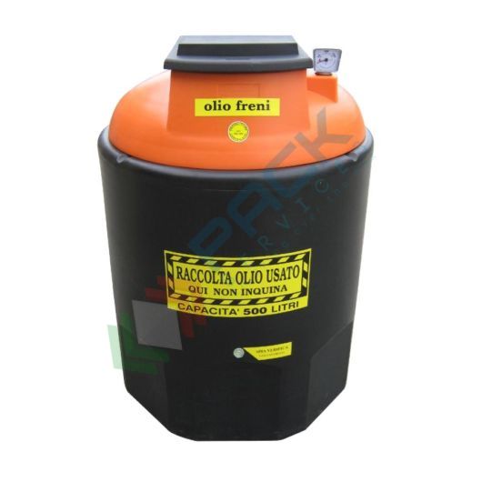 [ECOIL0500AR-1] Contenitore per la raccolta di olio esausto, in plastica (PE), capacità 500 Lt, ideale per olio freni usato