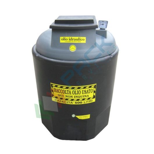 [ECOIL0500GR-1] Contenitore per la raccolta di olio esausto, in plastica (PE), capacità 500 Lt, ideale per olio idraulico usato