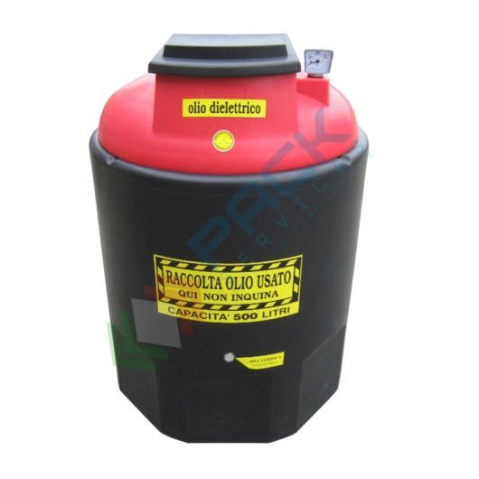 [ECOIL0500R-1] Contenitore per la raccolta di olio esausto, in plastica (PE), capacità 500 Lt, ideale per olio dielettrico usato