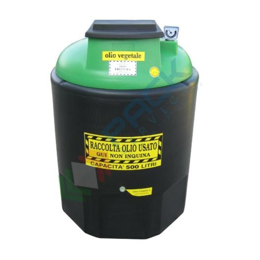 [ECOIL0500V-1] Contenitore per la raccolta di olio esausto, in plastica (PE), capacità 500 Lt, ideale per olio vegetale usato