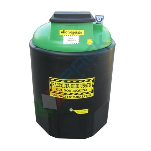 [ECOIL0500V-1] Contenitore per la raccolta di olio esausto, in plastica (PE), capacità 500 Lt, ideale per olio vegetale usato