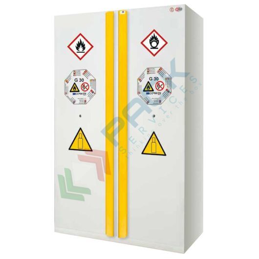[FB120] Armadio bombole gas resistente al fuoco, in acciaio, ideale per lo stoccaggio di 3/4 bombole, Mis. 1200 L x 600 P x 2050 H mm