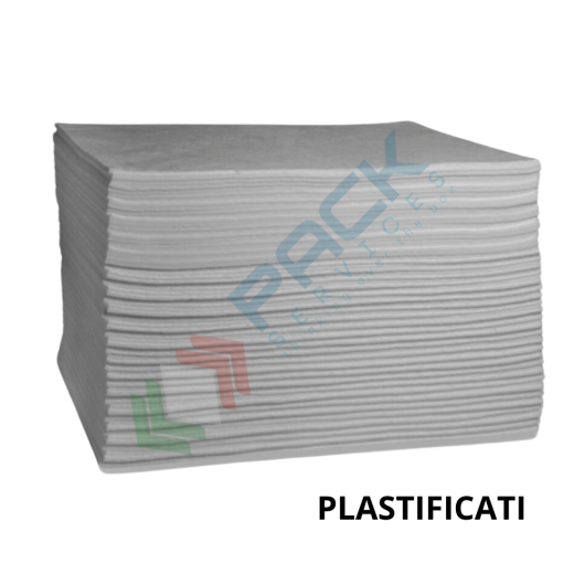 [FGL-OL10080/P] Panni assorbenti per oli ed idrocarburi, Mis. 100 x 80 cm, spessore doppio, capacità assorbimento totale 238 Lt, versione a tre strati rinforzati ad ultrasuoni e plastificati, conf. 50 fogli